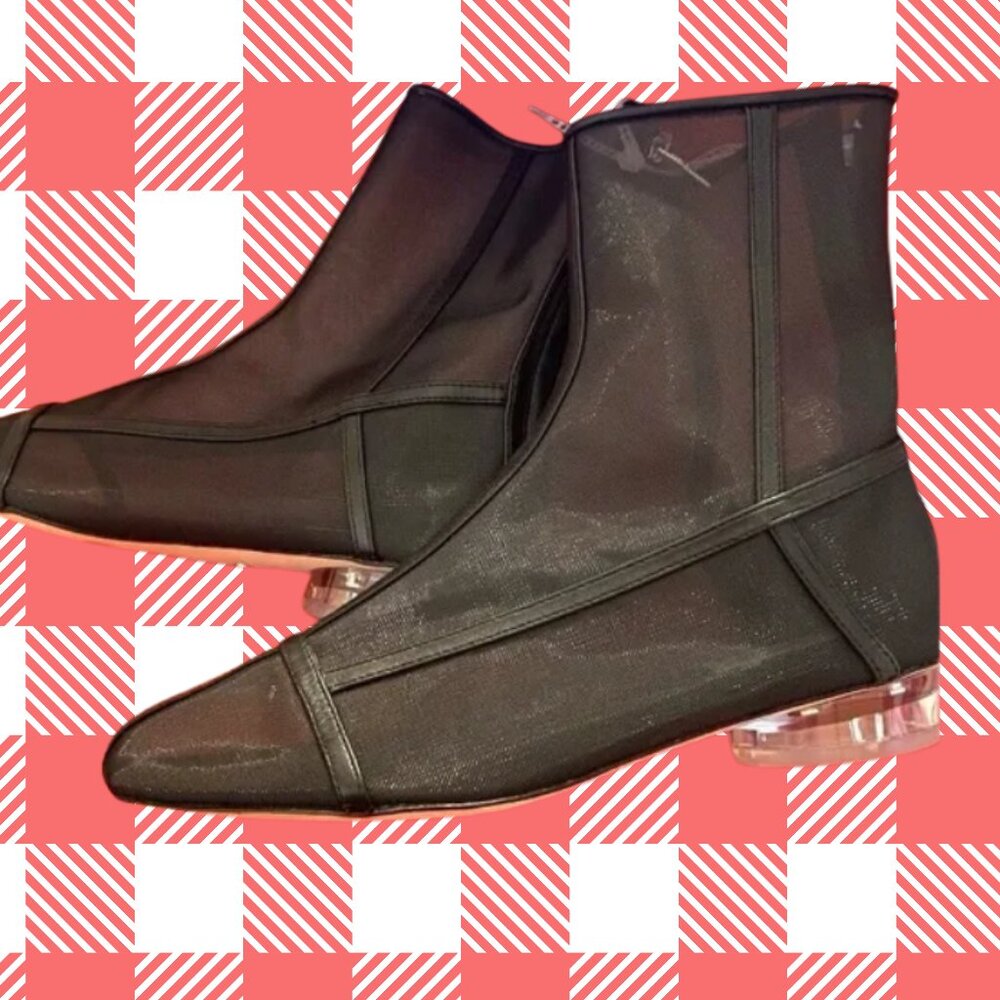 Antonio Melani x Elizabeth Damrich Femme Cage Sheer Mesh Leather Booties 8M